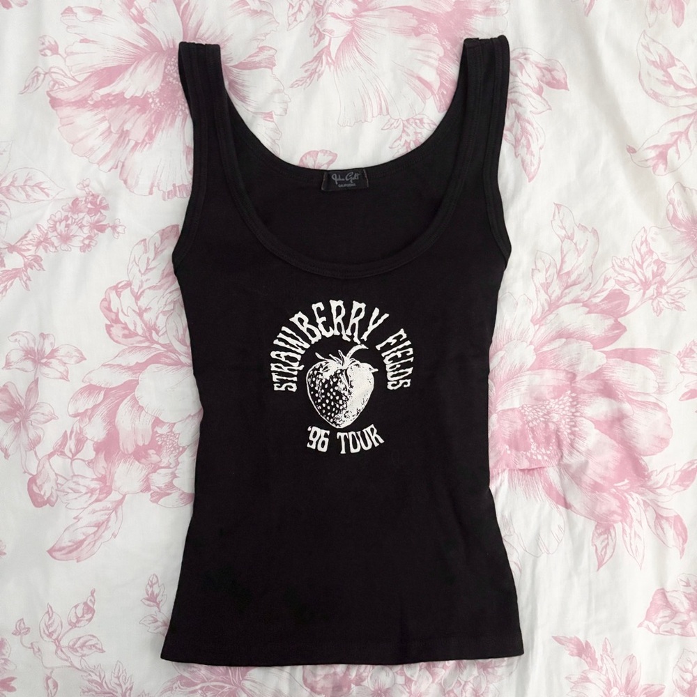 Brandy Melville black strawberry fields tank top